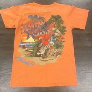 Hard Rock Cafe Orange Kids Tee with Tropical 'Save The Planet' Graphic